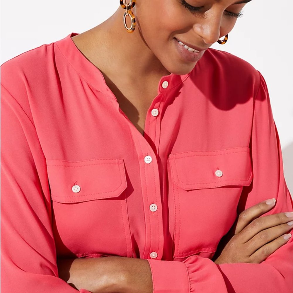 LOFT | Henley Utility Blouse - Picture 2 of 3